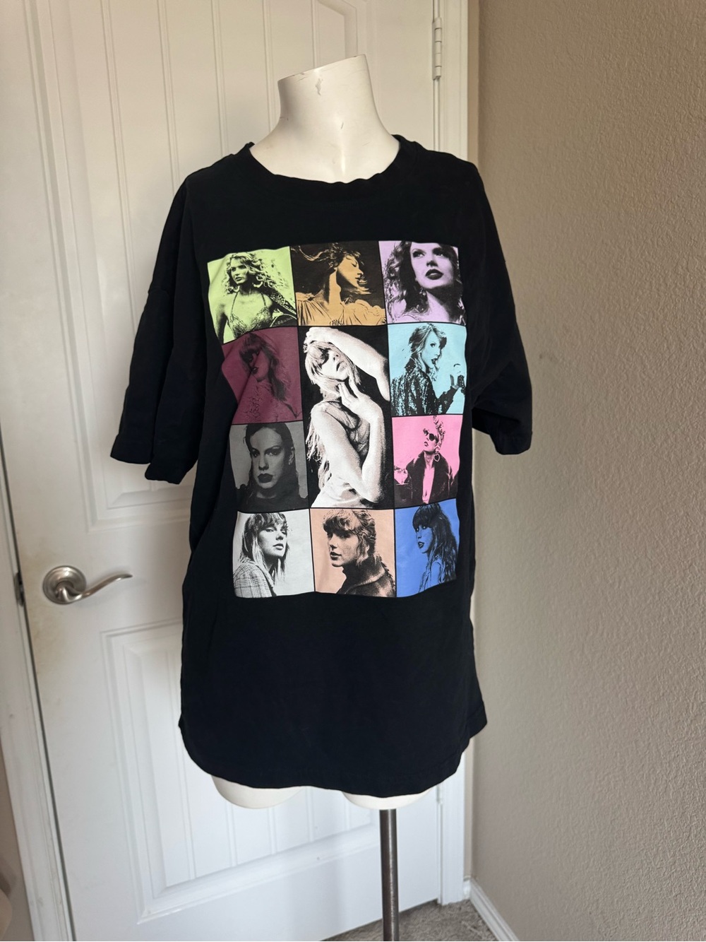 Taylor Swift Black Short-Sleeve Tee with Multicolor Photo Grid